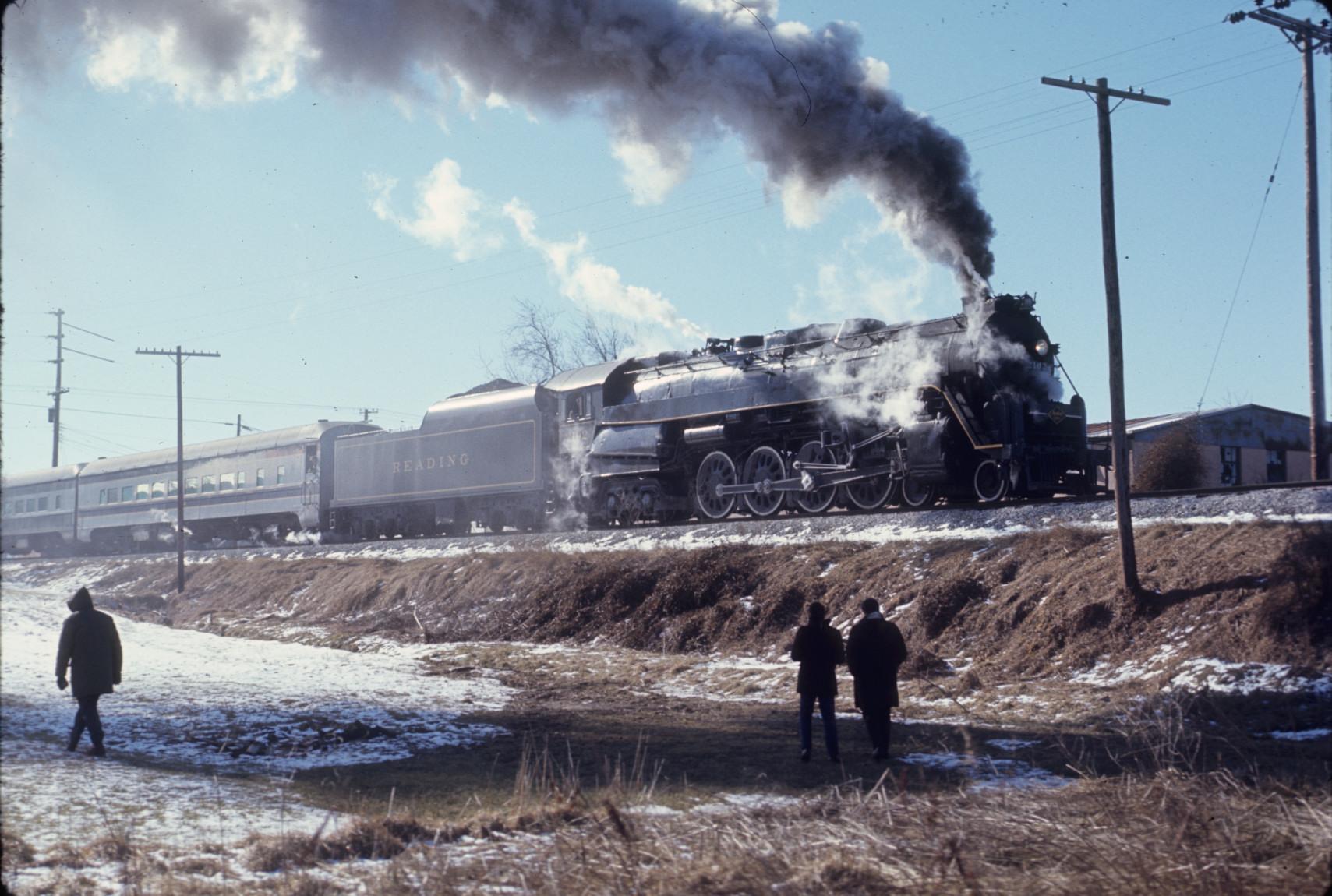 Engine 2102 with modern passenger cars  (Slide note indicates 2101) Tender…