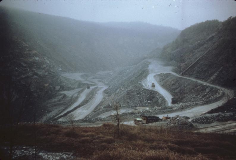 View of the Cornwall iron mine near Lebanon, Pennsylvania.  The mine was worked…