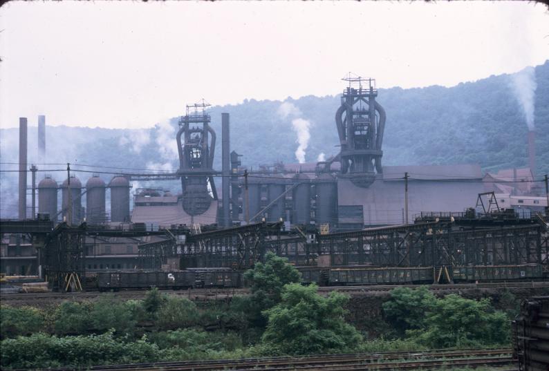 Photograph of the blast furnaces at Bethlehem Steel Works Franklin mills in…