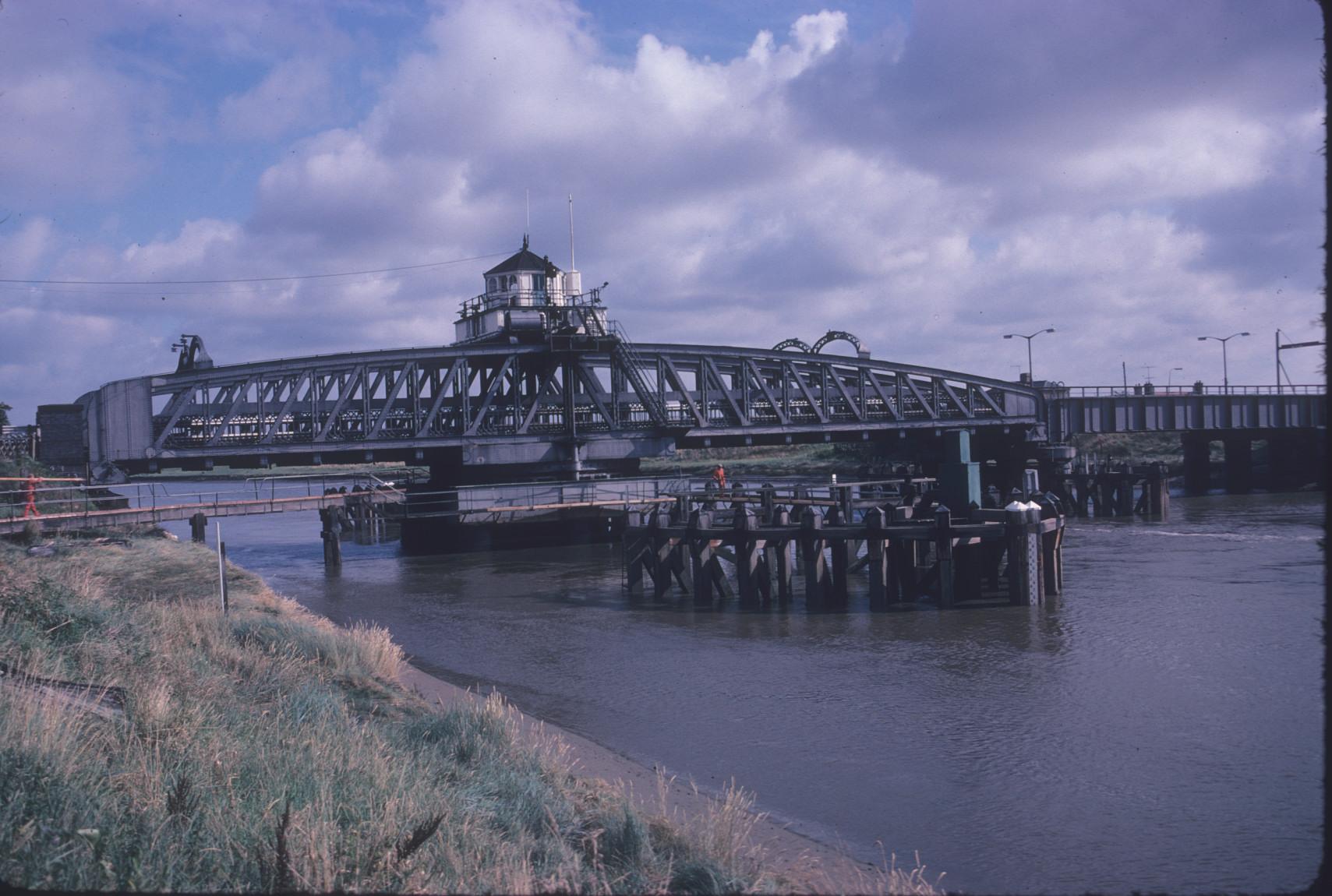 Another view of the Crosskeys swing bridge in the closed position.