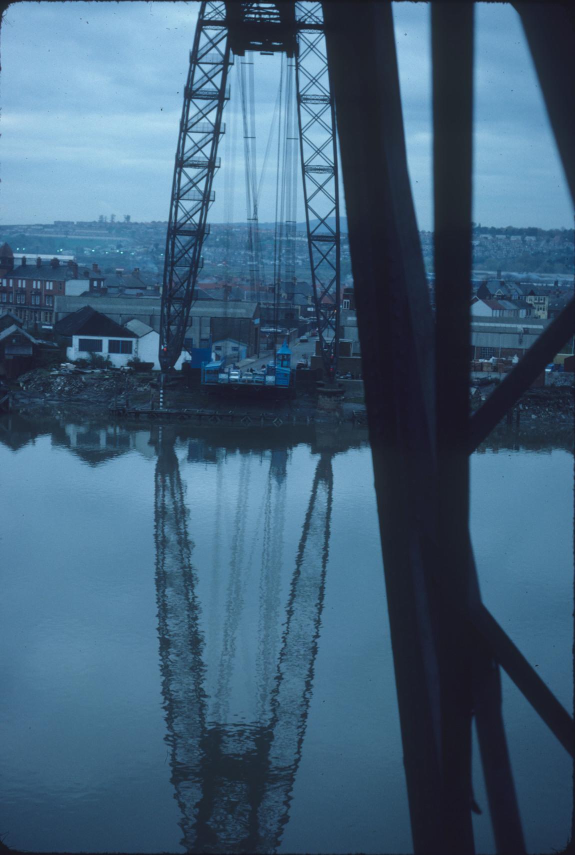 Detail of the Newport Transporter gondola at the landing on the opposite bank…