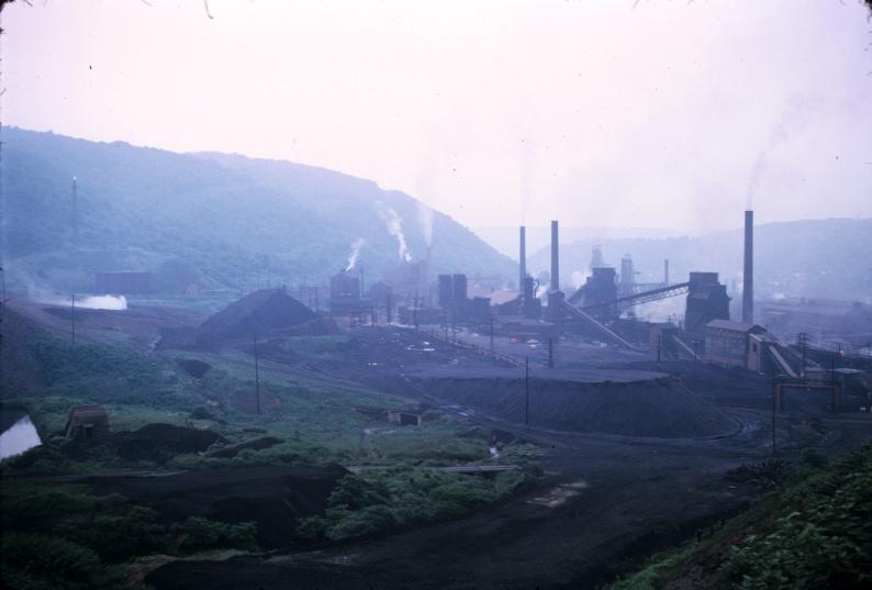 Overview photograph of the Bethlehem Steel Works Franklin mills in Johnstown,…