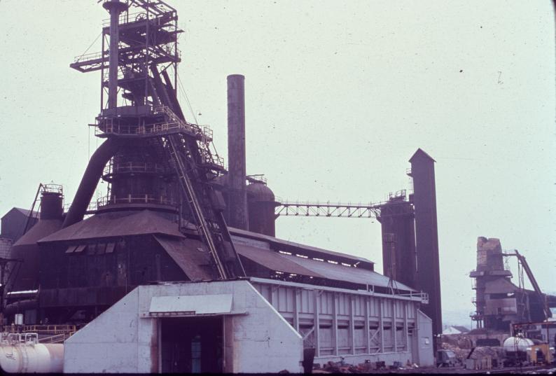 Photograph of E.J. Lavino blast furnace at Lynchburg, Virginia.  Original slide…