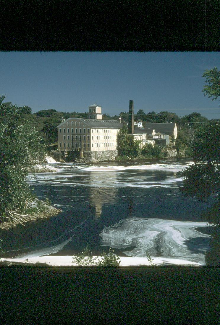 View of paper mill on Androscoggin River.  Topsham, ME.