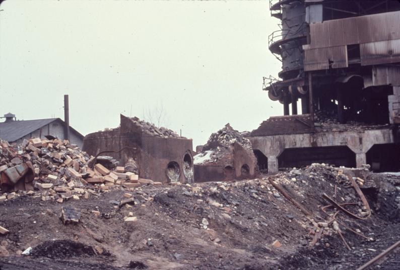 Photo of blast furnace bases at E.J. Lavino's plant in Lynchburg, Virginia…