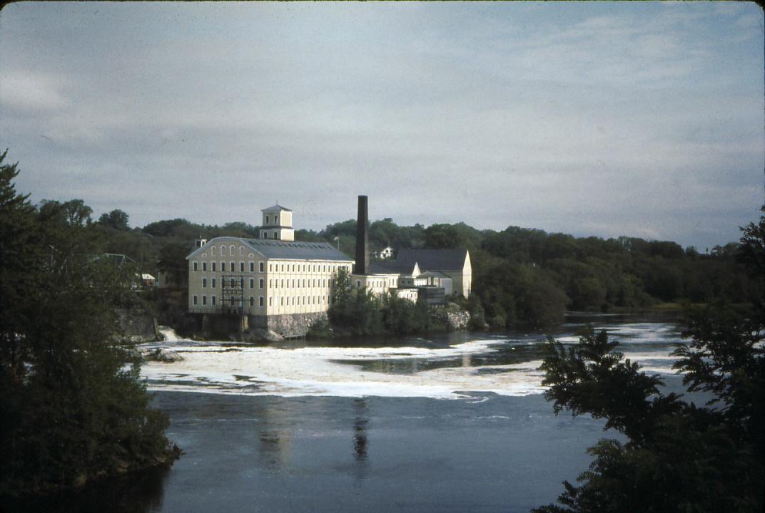 View of paper mill on Androscoggin River in Topsham, ME.