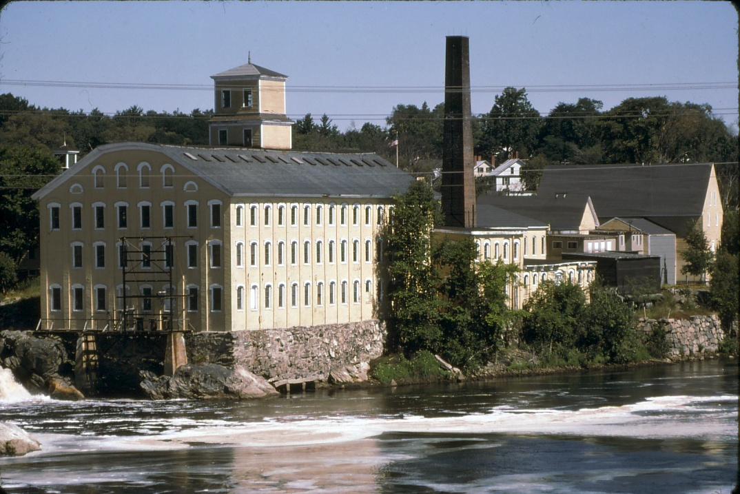 View of paper mill on Androscoggin River in Topsham, ME.