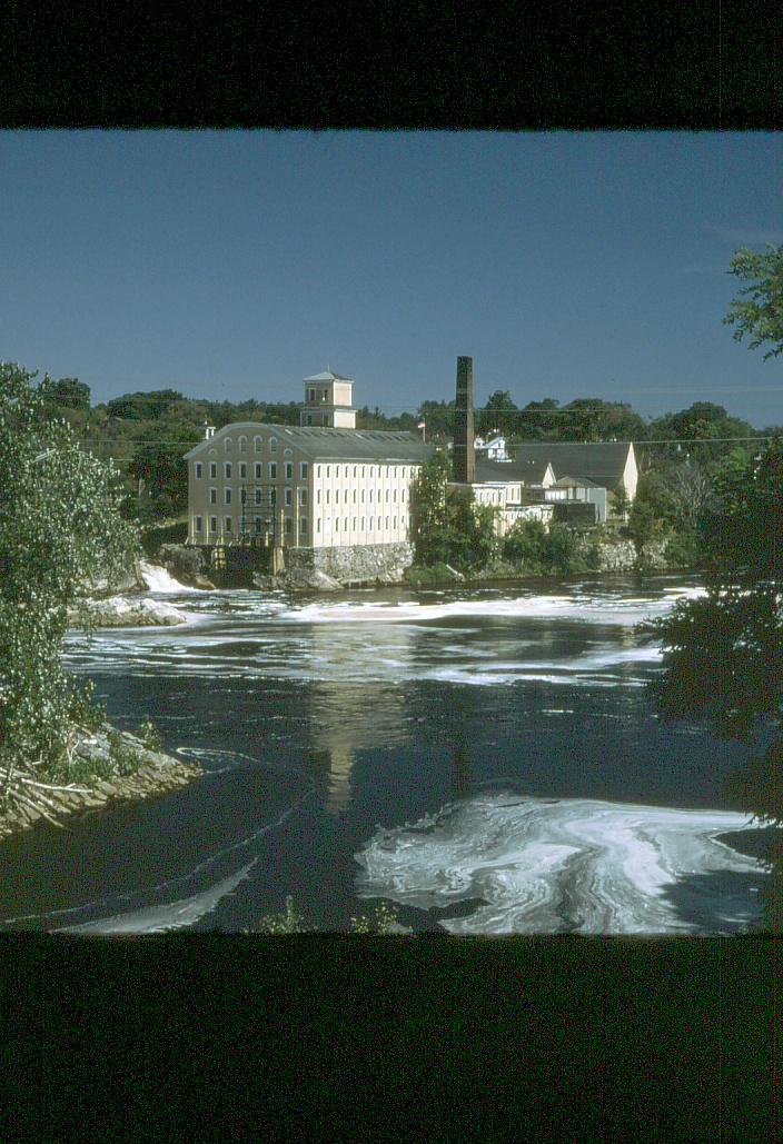 View of paper mill on Androscoggin River in Topsham, ME.