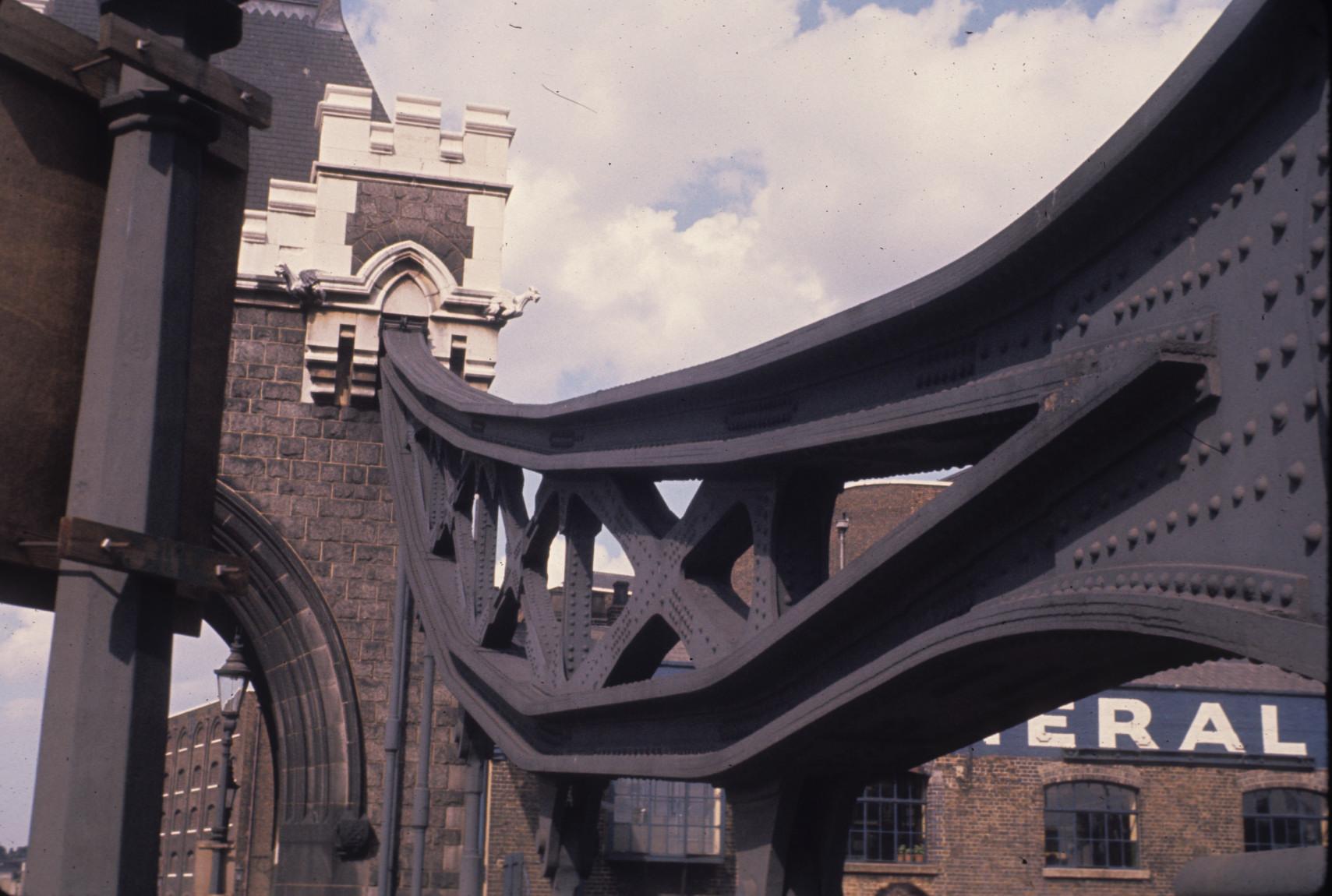 Detail of the suspension structure on the approaches to Tower Bridge.