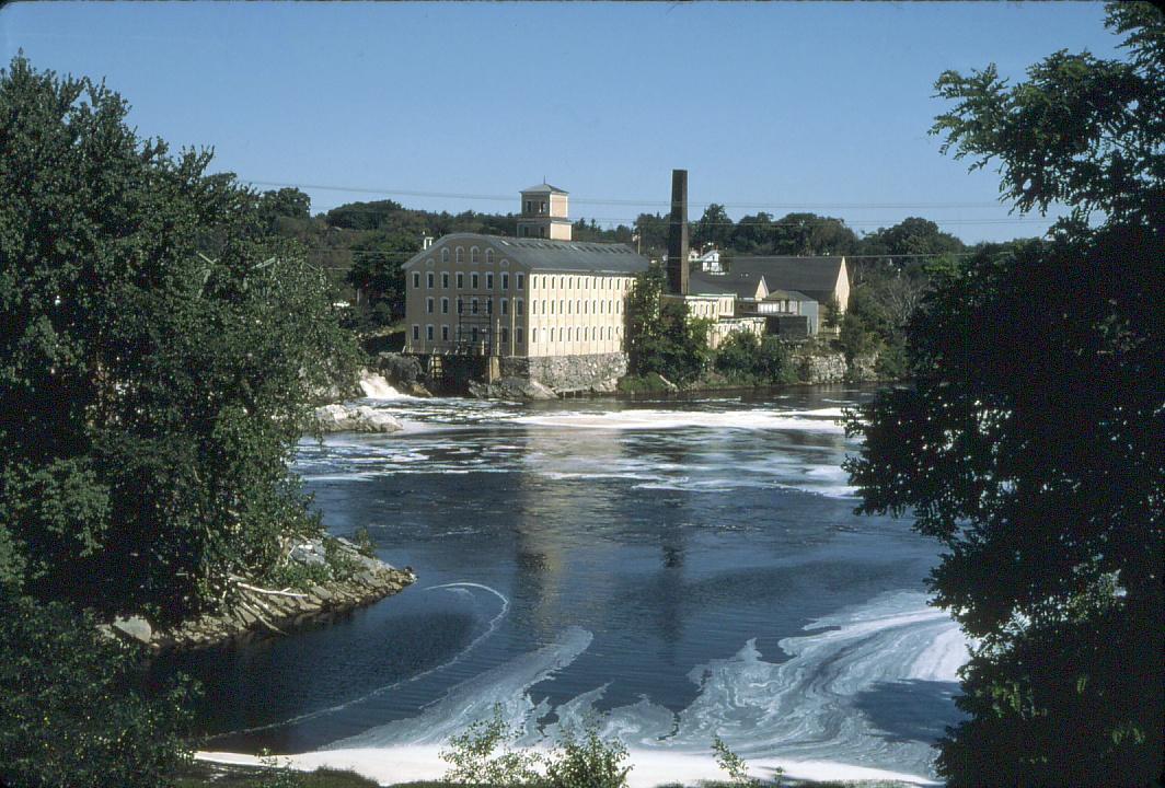 View of paper mill on Androsoggin River in Topsham, ME.