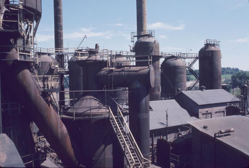 Photograph of blast furnaces at E.J. Lavino's Sheridan, Pennsylvania plant.