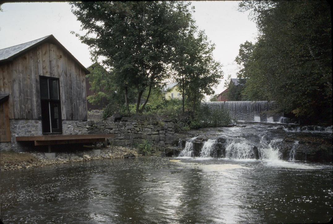 View of construction on the paper mill during the conversion to residential…