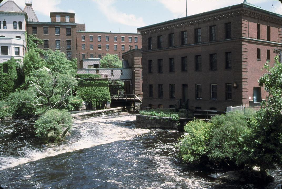 View of Ware Mill Storehouse at the Baker's Chocolate mill complex.  Built…