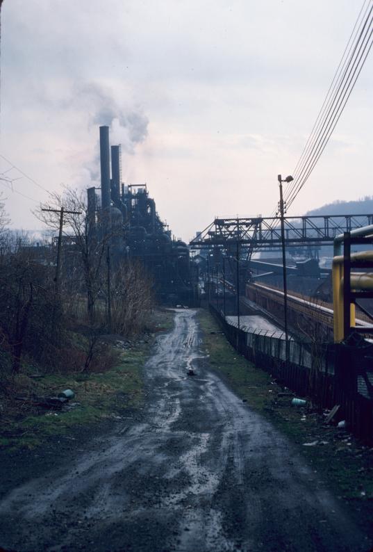 Photograph of blast furnaces at Weirton Steel Company plant in West Virginia.