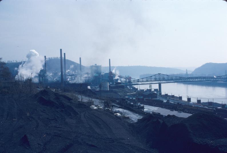 Overview of Weirton steel plant in Weirton, West Virginia.  Photograph taken…