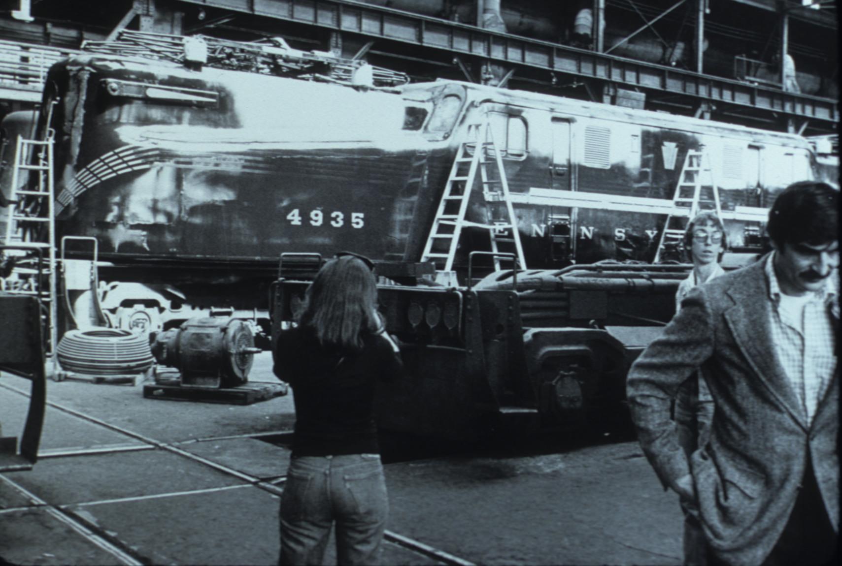 Image from 1977 SIA conference GG-1 locomotive in (then PRR) shop at Wilmington…