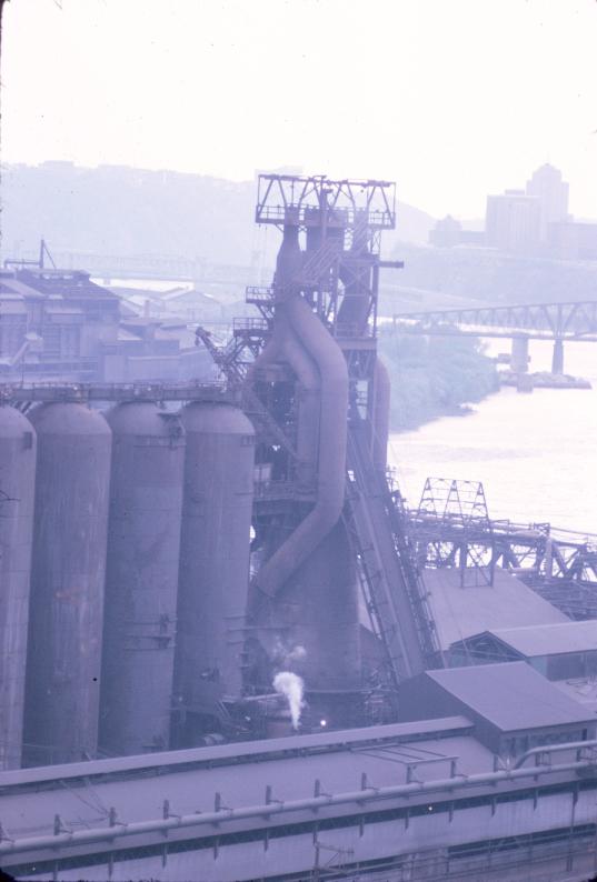 Photograph of blast furnace at J&L plant in Pittsburgh, Pennsylvania.…