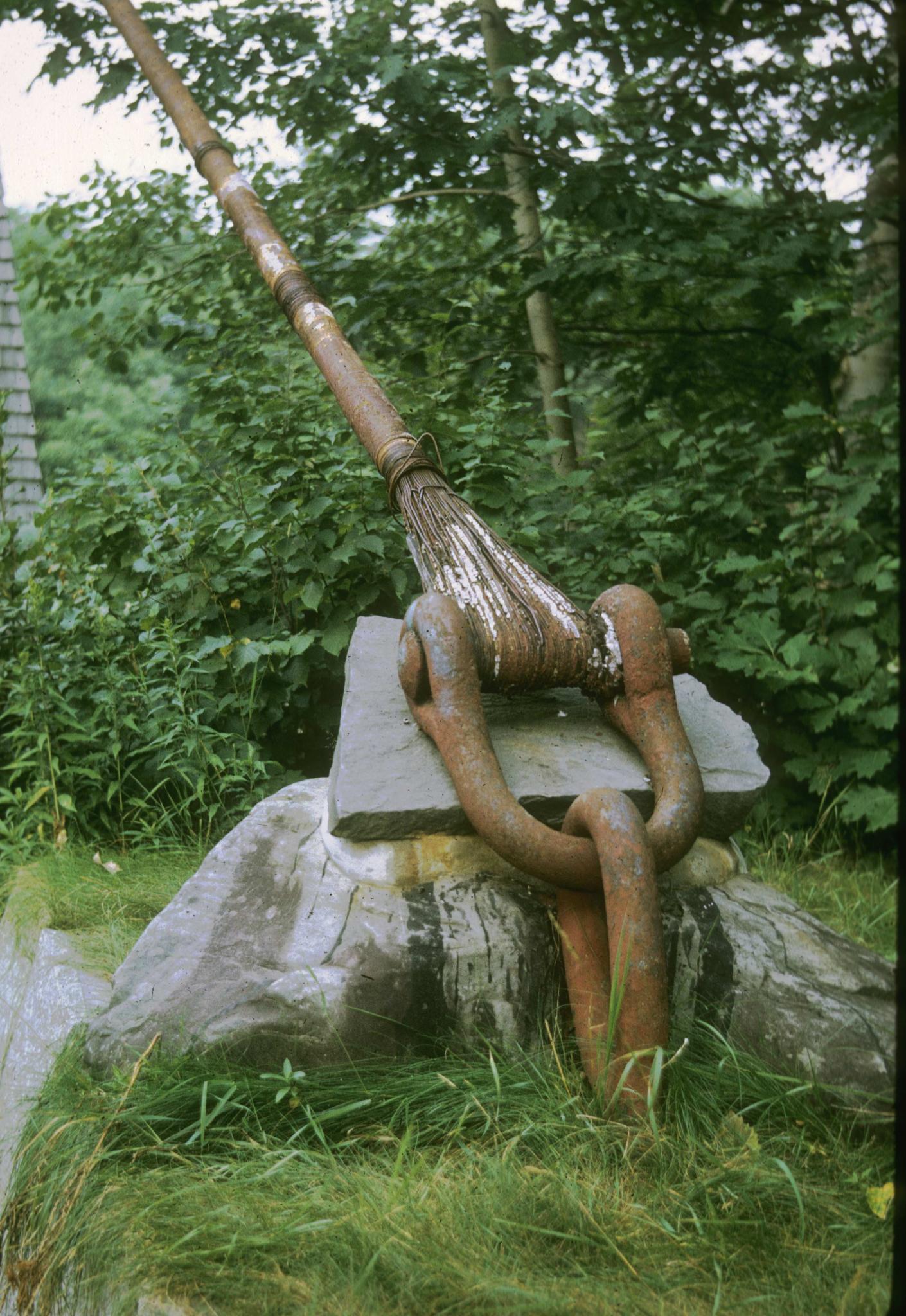 Close-up photograph of one of the anchorages of the bridge.