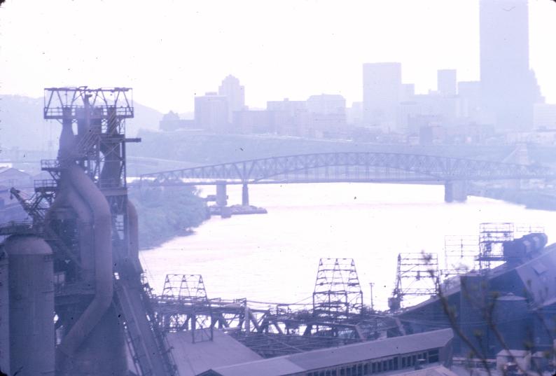 View of the city of Pittsburgh and the Monongahela River from the blast…