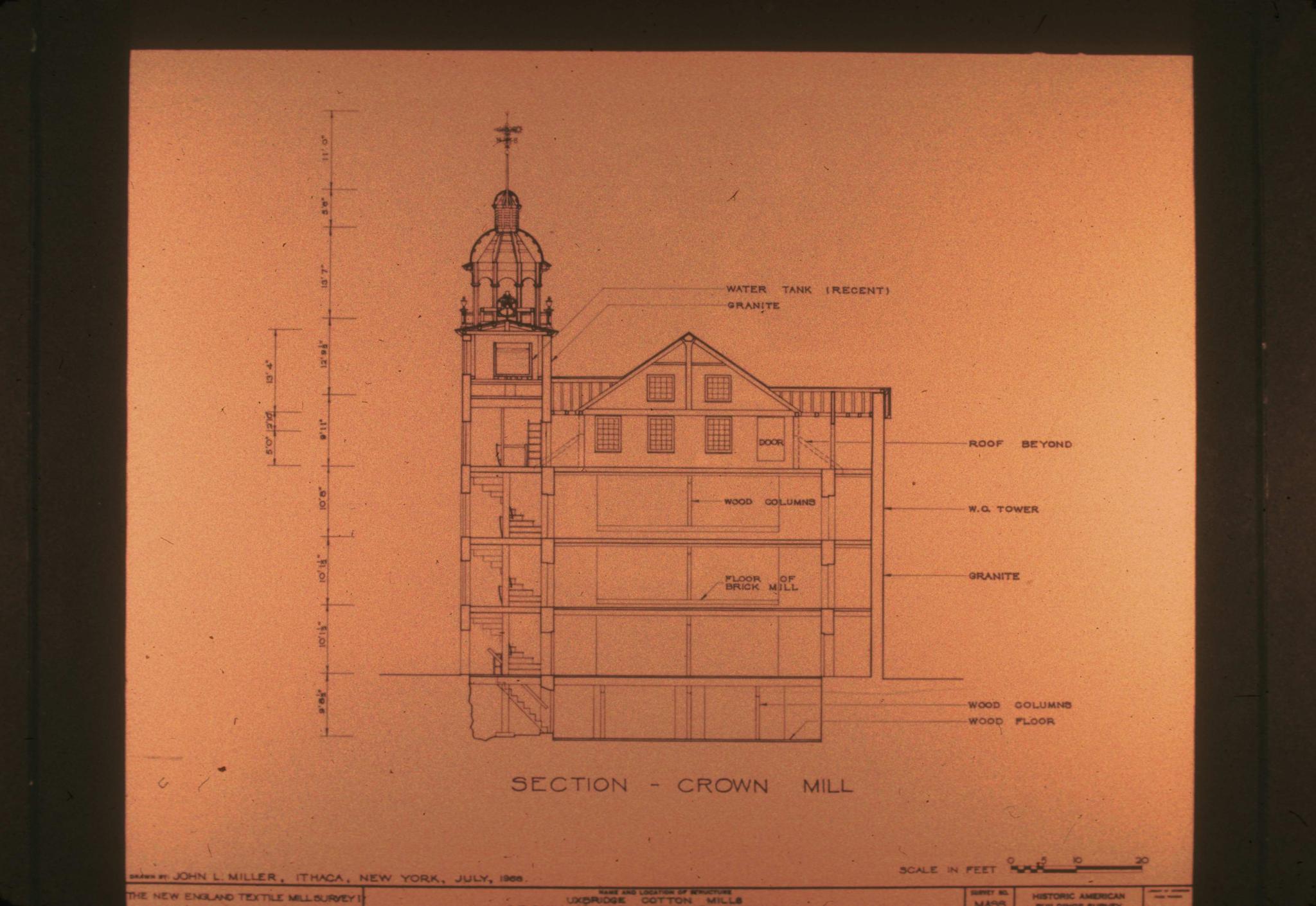 Cross-section of the crown mill taken from the New England Textile Mill Survey.