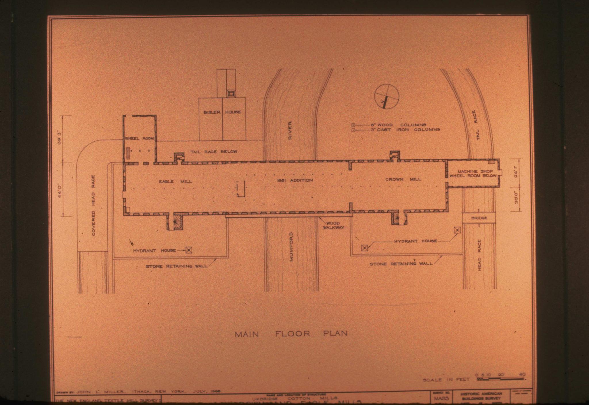 Plan drawing of the mills from the New England Textile Mill Survey.