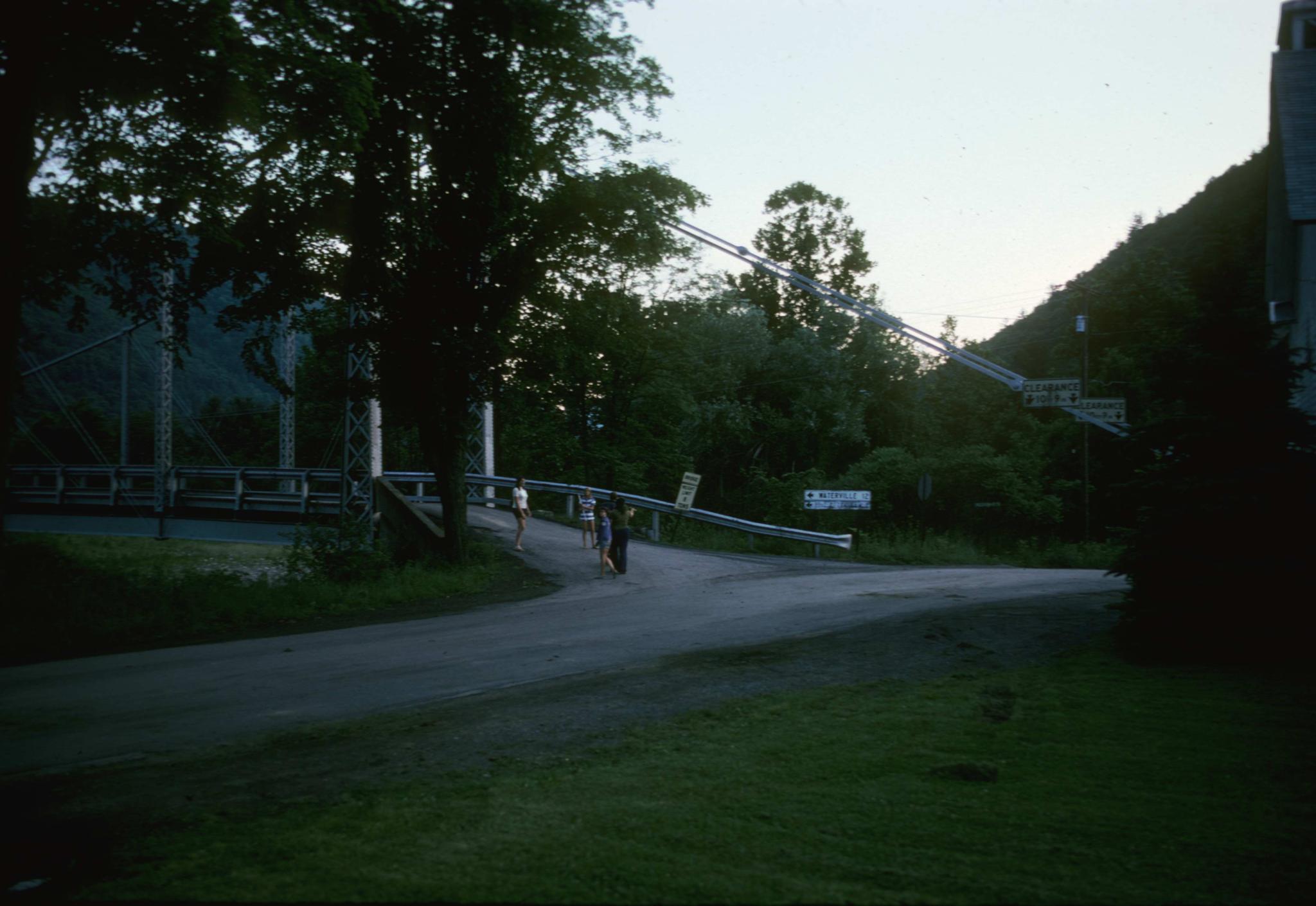 Photograph of group of children at entrance to the bridge.