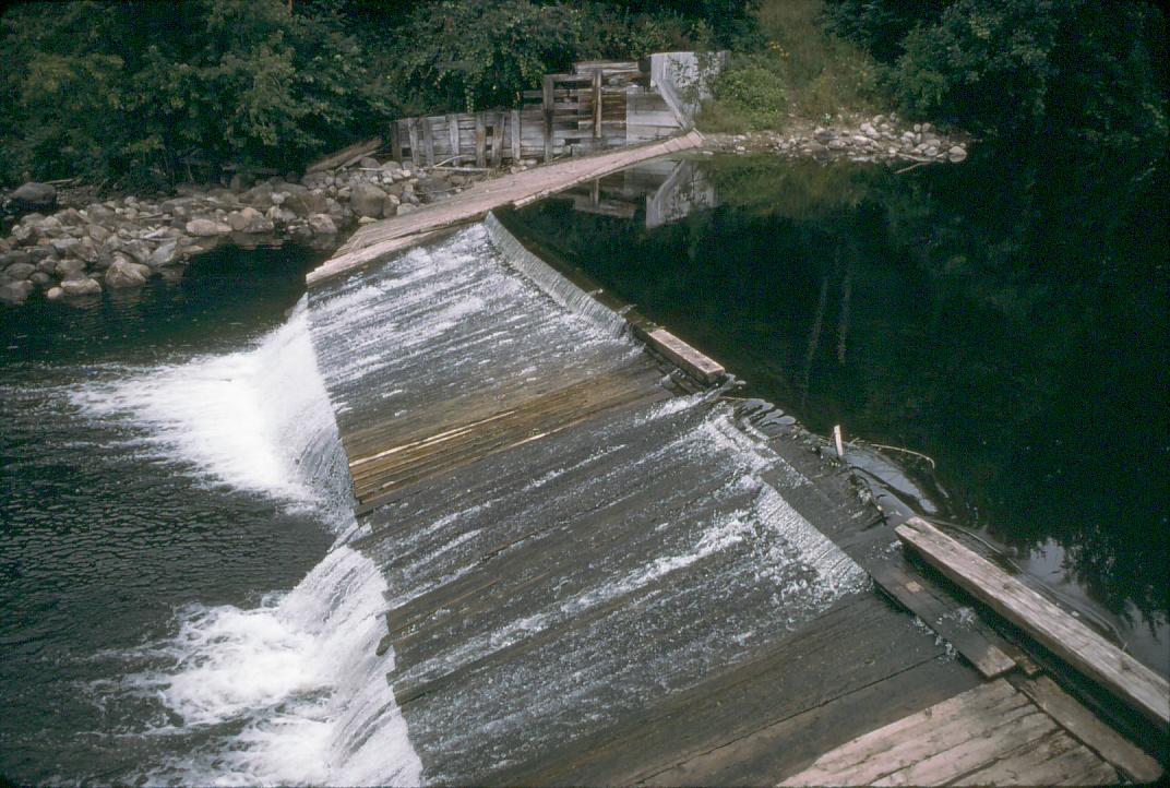 View of saw mill dam on the Schroon River in Warrensburg, NY.