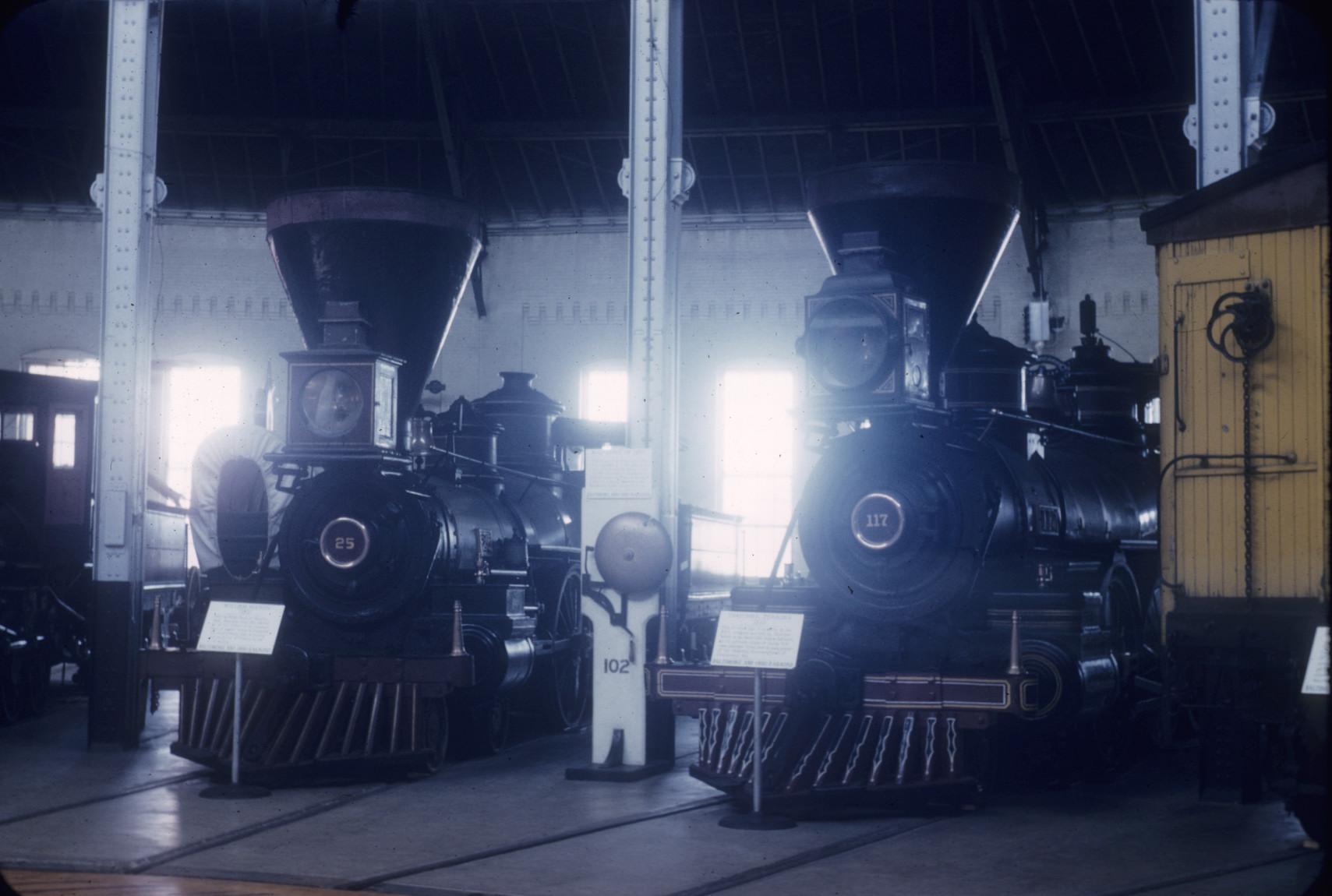 Engines 25 and 117 in B&O Museum roundhouse