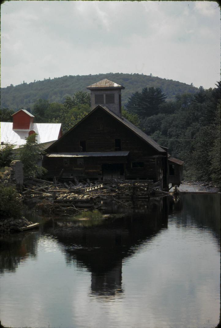 Upstream view of the A.C. Emerson saw mill.  Tower visible.  