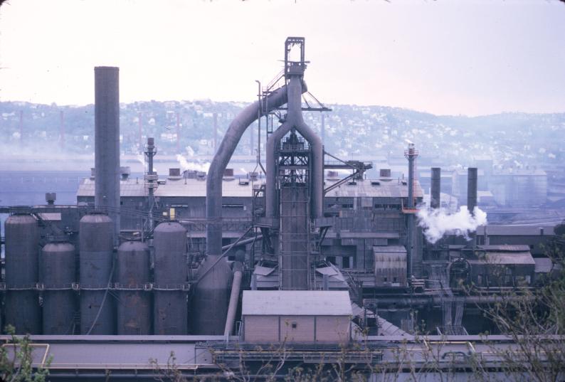 Photograph of J&L blast furnaces at the Pittsburgh, Pennsylvania plant.