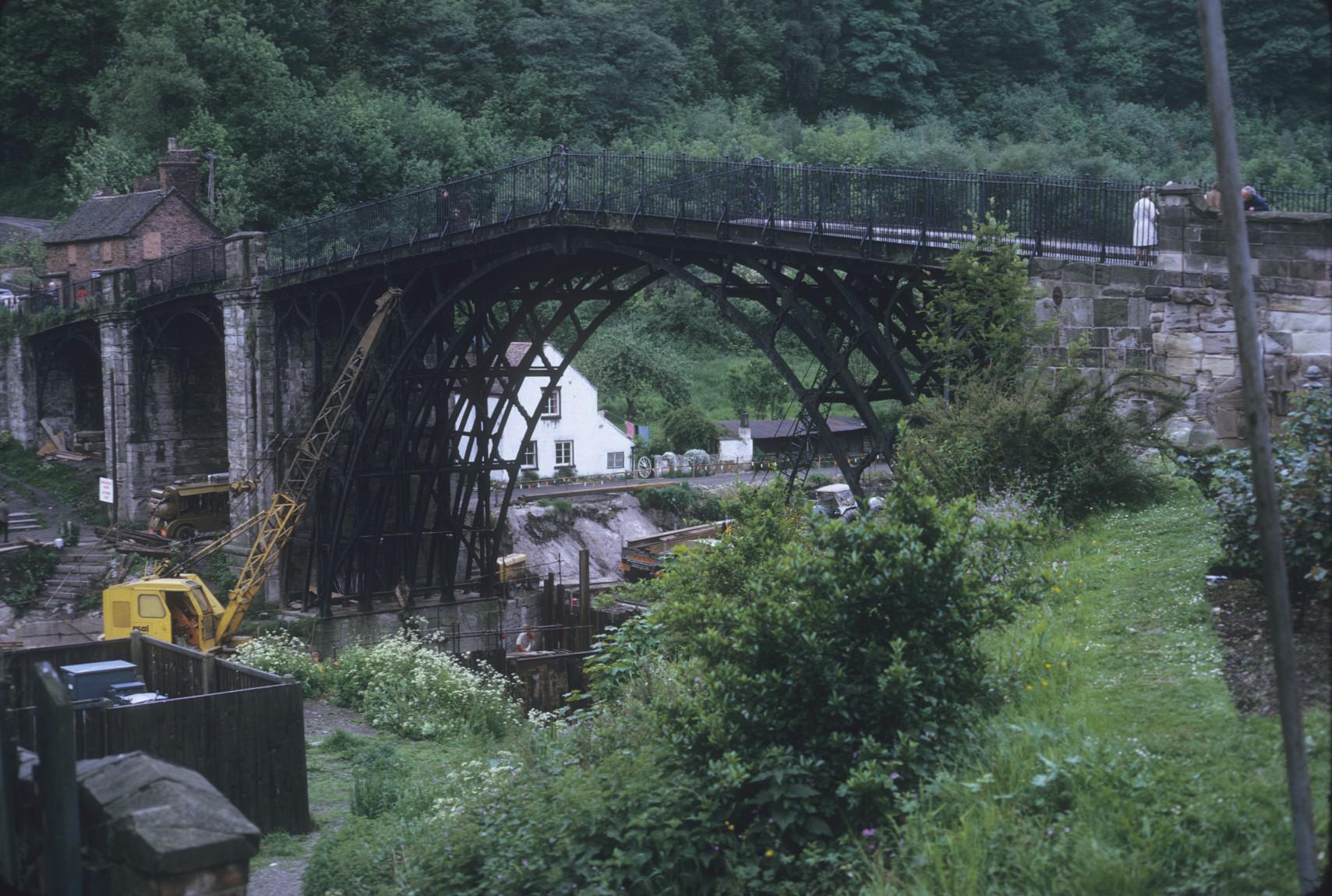 Ironbridge aka Coalbrookdale Bridge undergoing repairs