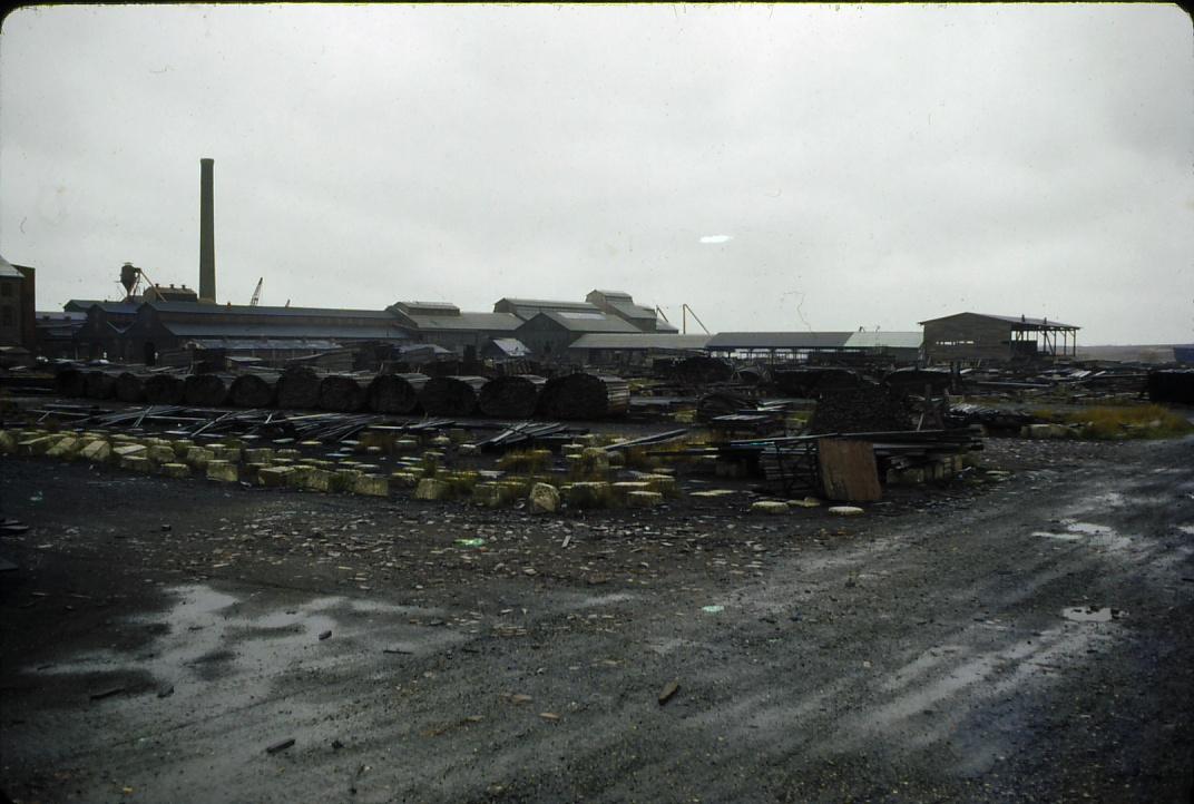 View of the Ichabod T. Williams & Sons Sawmill and Vaneer Plant. Visible is…