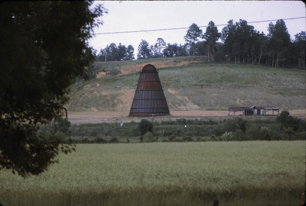 View of a saw mill burner near Cartersville, VA along the James River.