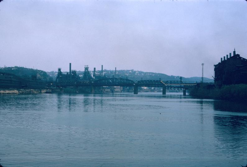 Photograph of the hot metal bridge and the J&L plant at Pittsburgh,…