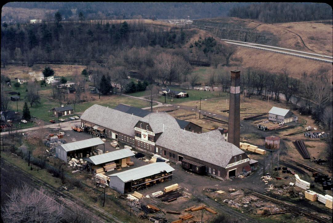 View of the Deposit Lumber Mill by helicopter.