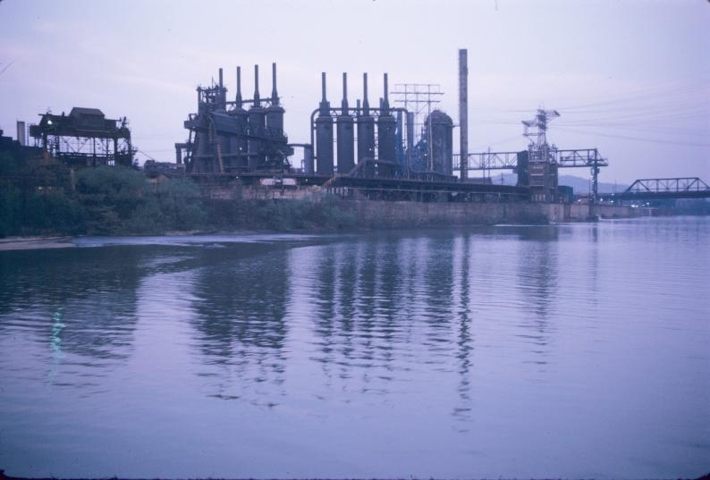 Unidentified blast furnaces along the Monongahela River at Pittsburgh,…