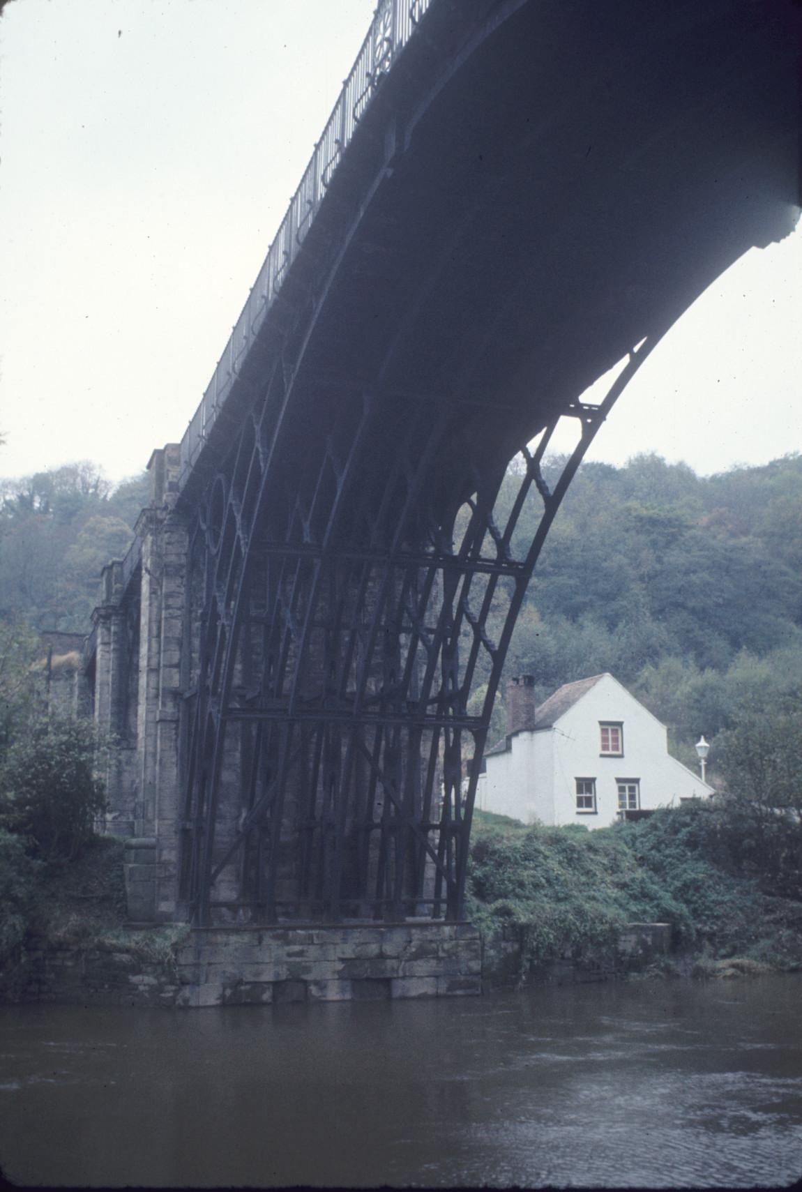 view of parallel rib arch supports of Ironbridge aka Coalbrookdale Bridge