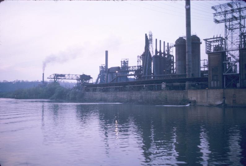 Unidentified blast furnaces along the Monongahela River at Pittsburgh,…