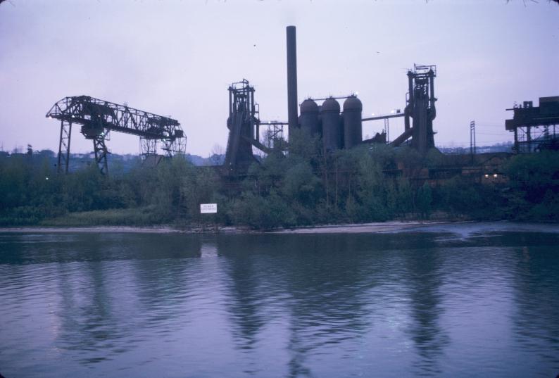 Unidentified blast furnaces along the Monongahela River at Pittsburgh,…