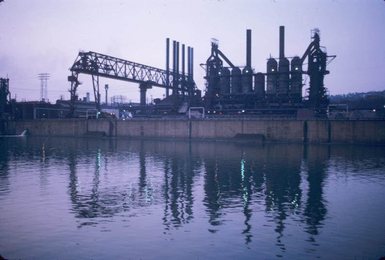 Unidentified blast furnaces along the Monongahela River at Pittsburgh,…