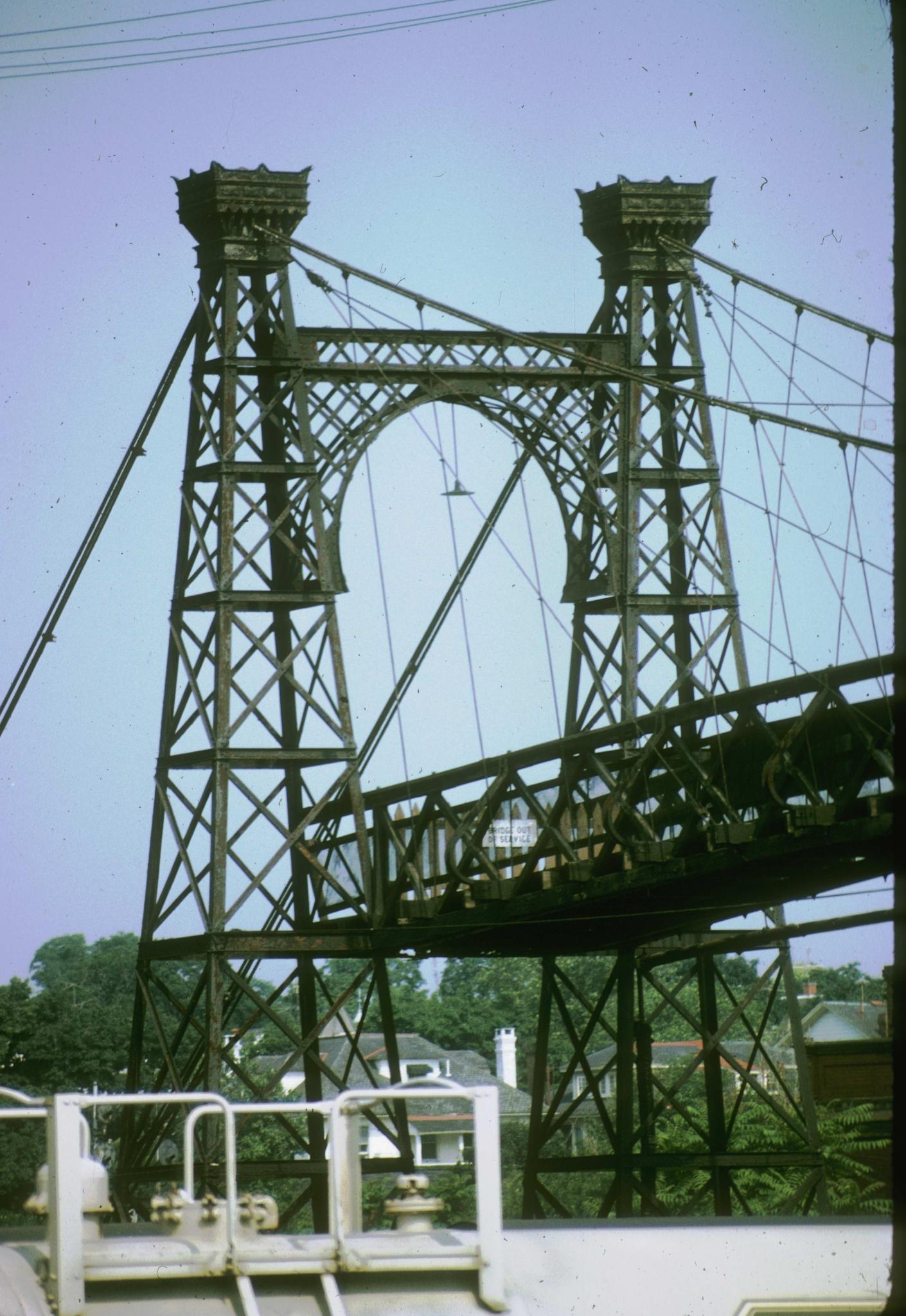 Photograph of a tower of the bridge.